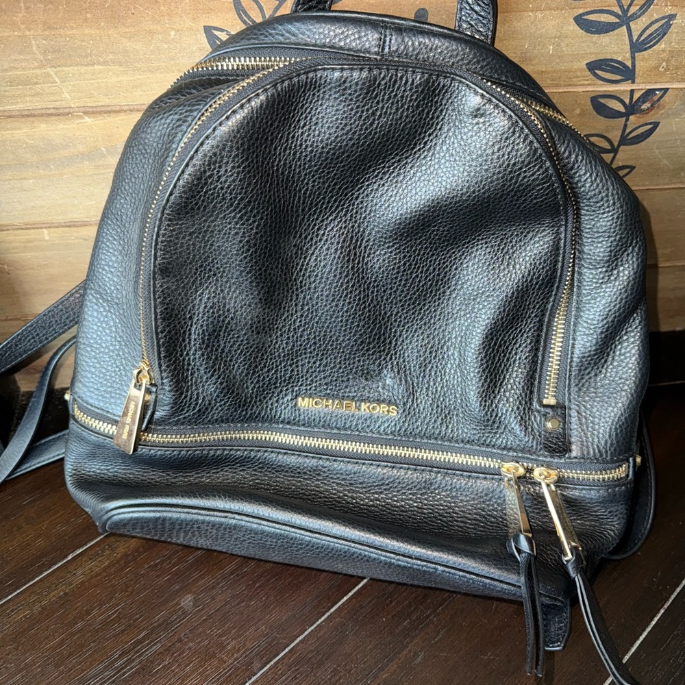Michael Kors Black Leather Backpack